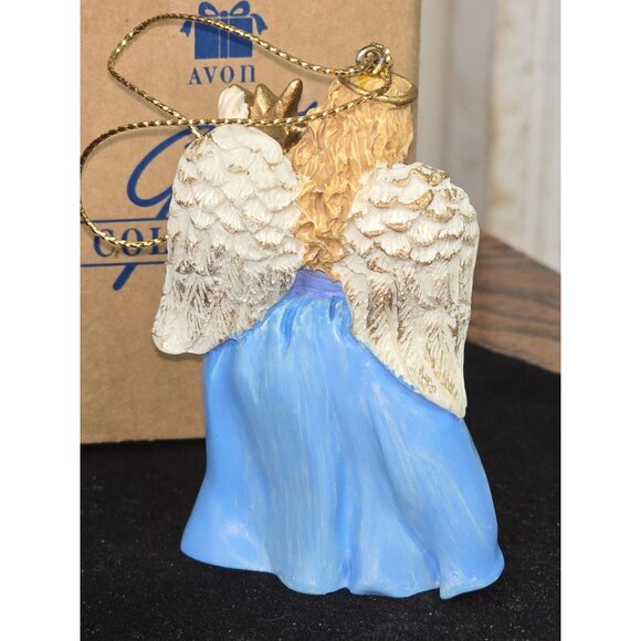 March - 1995 AVON Birthstone Angel Ornament Simulated Aquamarine Vintage Gift - Picture 2 of 5